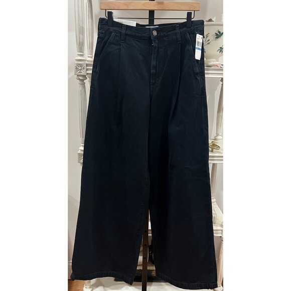 NWT Agolde $268 Ellis Wide Leg Jeans Black Denim Size 25 in Crushed Y2K - Picture 5 of 7